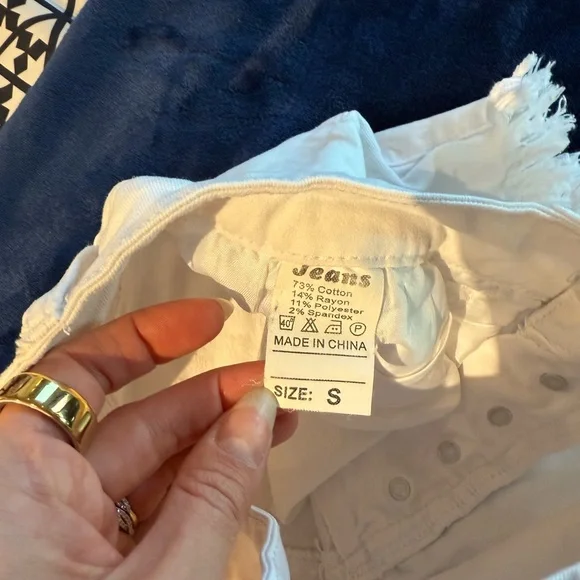 White High Waist‎ Button Fly Stretch Jean Shorts Size S - Picture 4 of 4